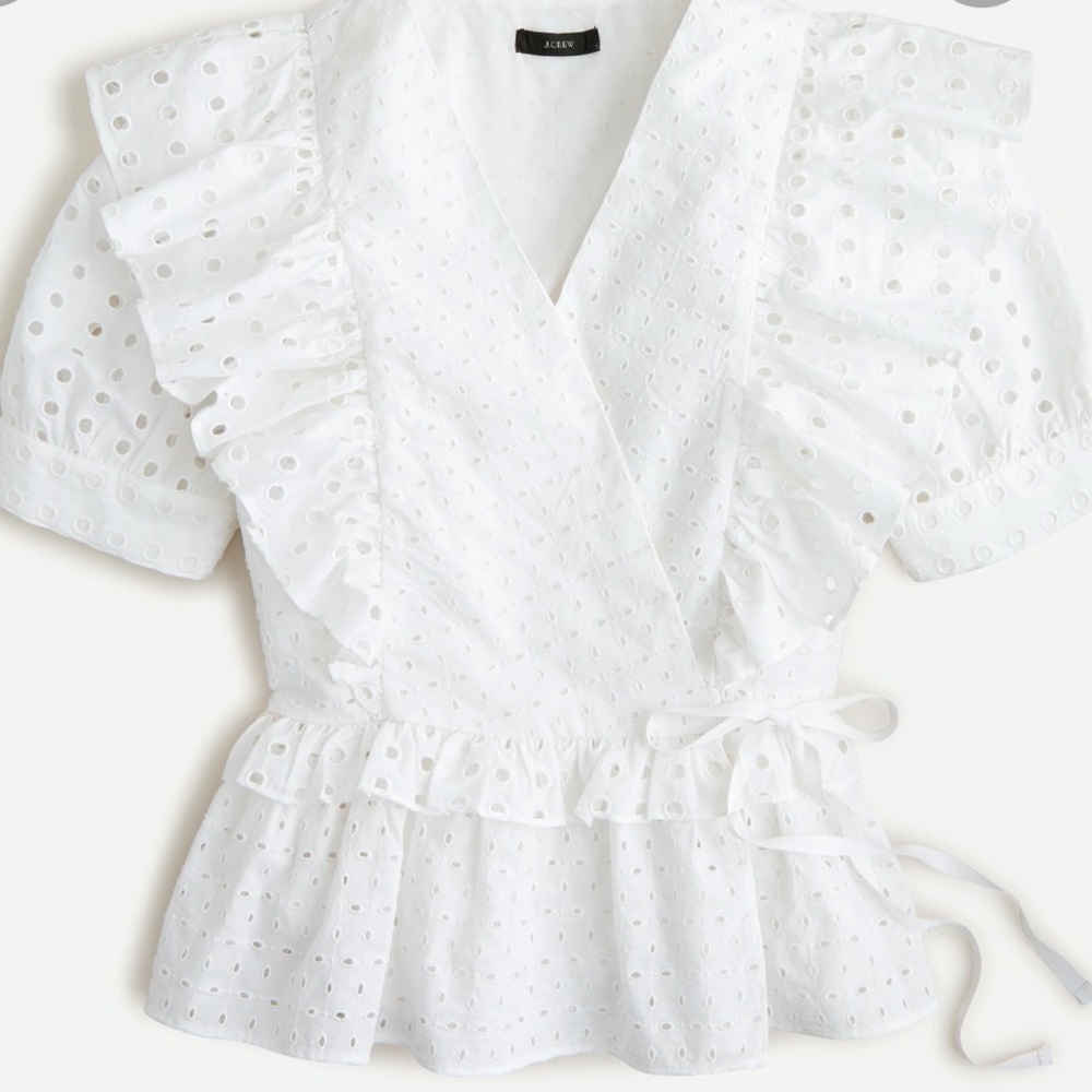 JCrew white, eyelet blouse